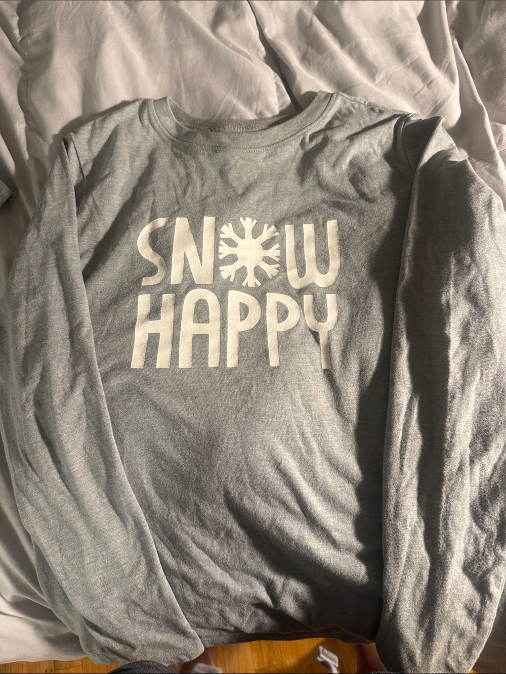 Cat & Jack Light Blue Long-Sleeve 'Snow Happy' Graphic Tee